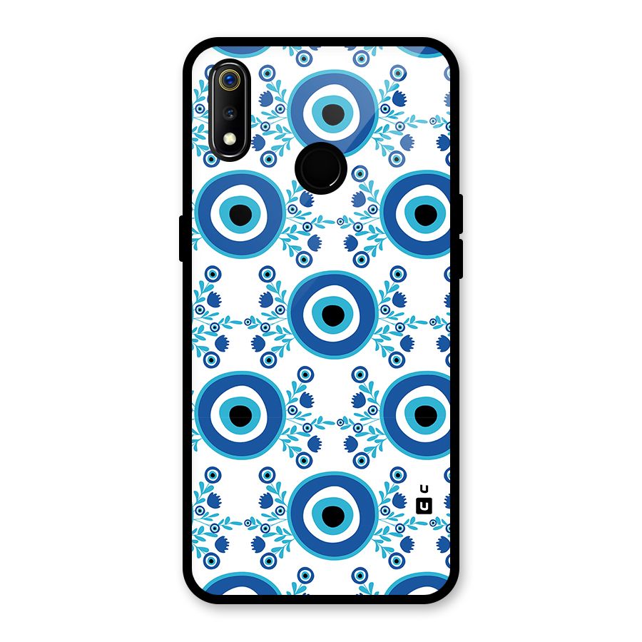 Floral Evil Eyes Glass Back Case for Realme 3i
