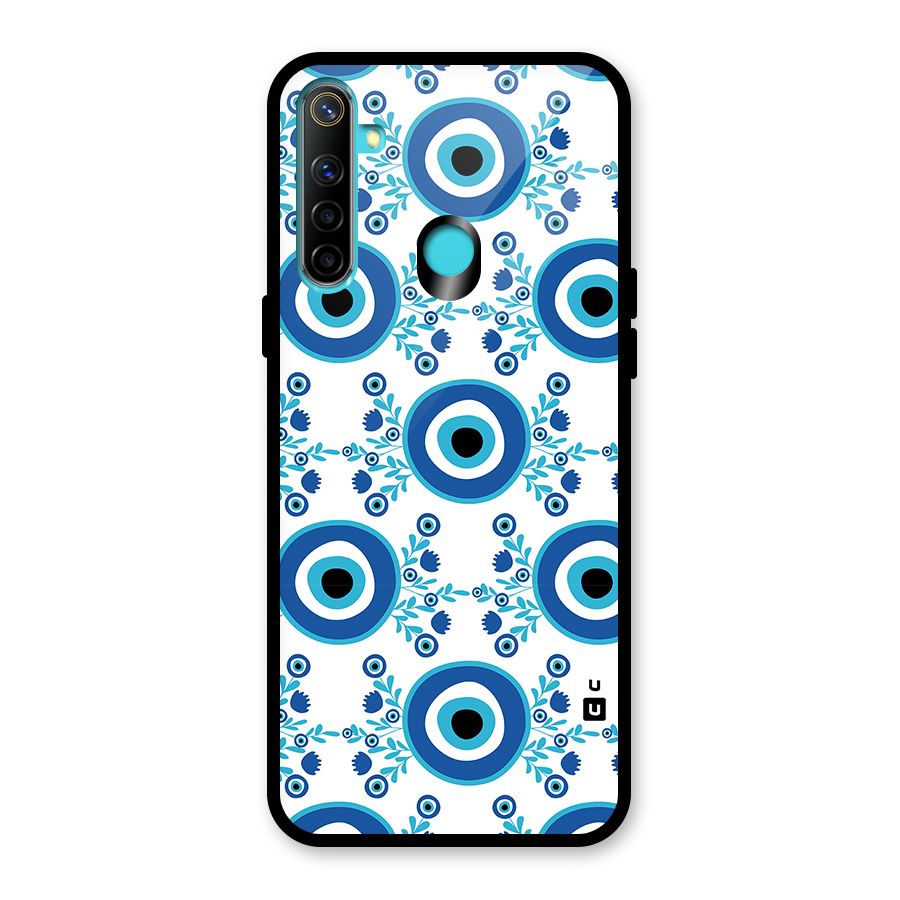 Floral Evil Eyes Glass Back Case for Realme 5i