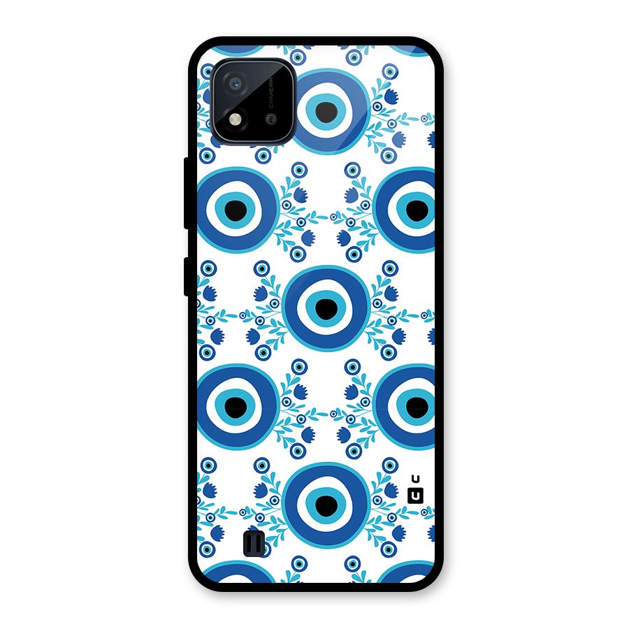 Floral Evil Eyes Glass Back Case for Realme C11 2021