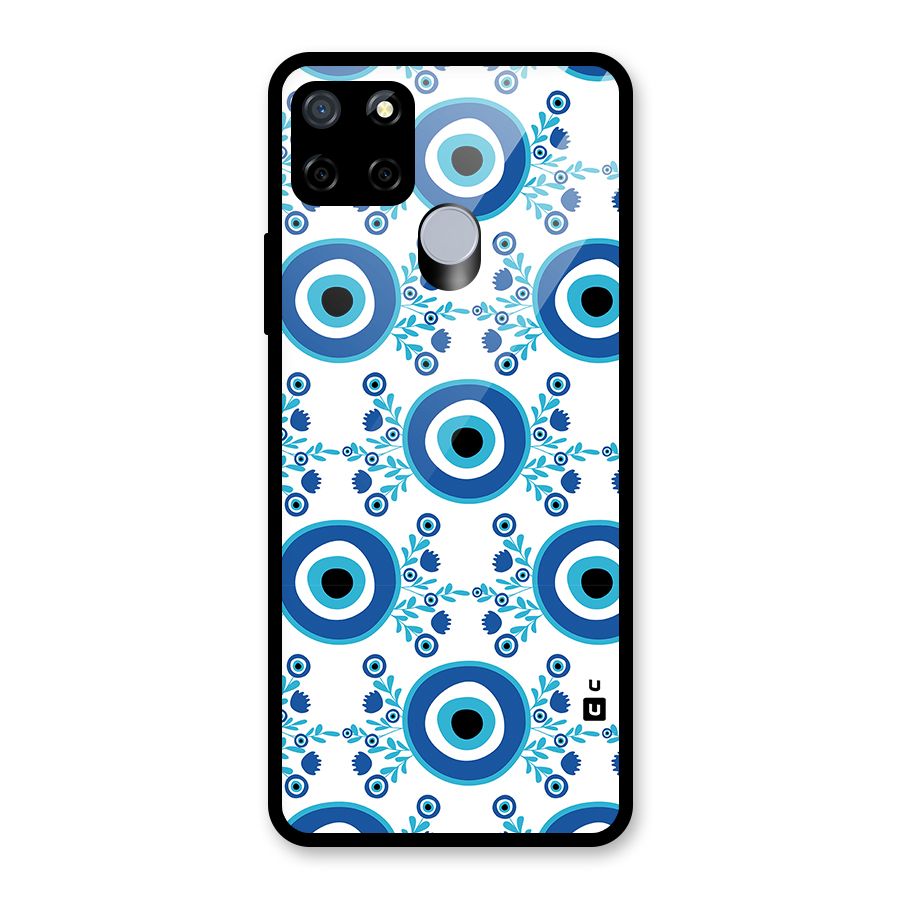 Floral Evil Eyes Glass Back Case for Realme Narzo 20