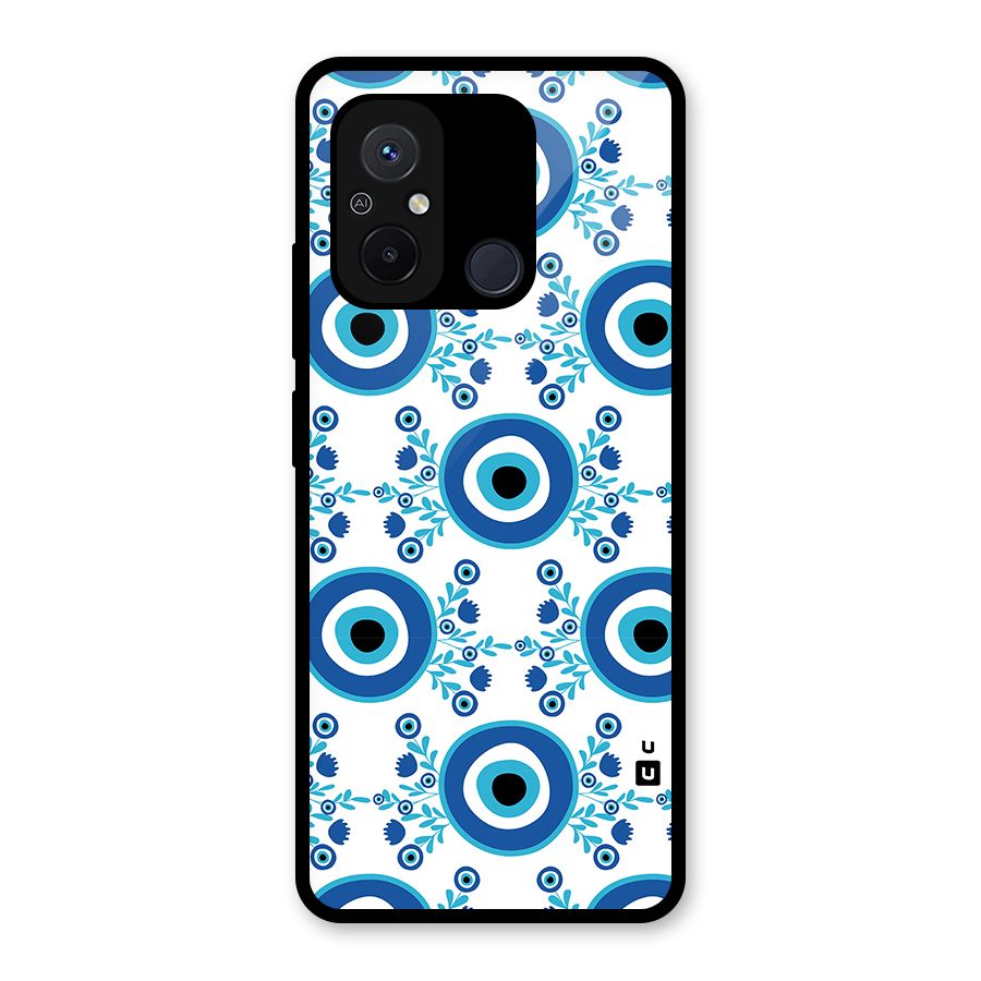 Floral Evil Eyes Glass Back Case for Redmi 12C