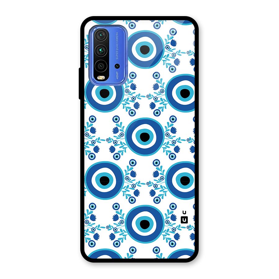Floral Evil Eyes Glass Back Case for Redmi 9 Power