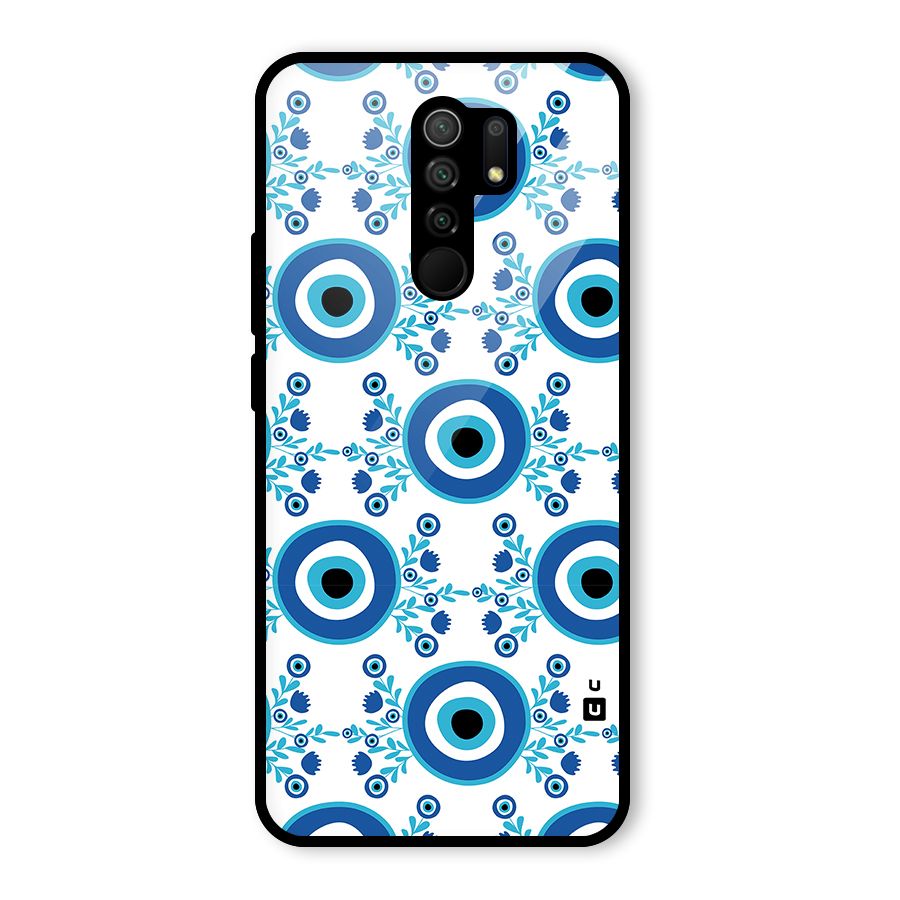 Floral Evil Eyes Glass Back Case for Redmi 9 Prime