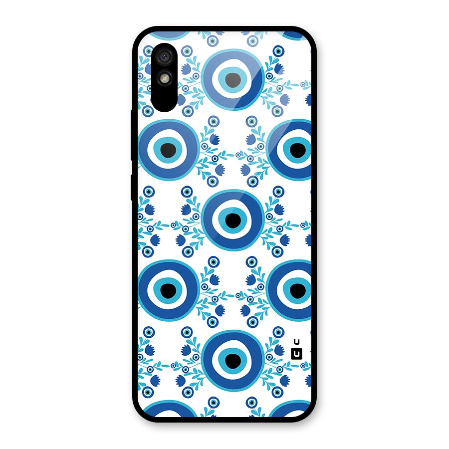 Floral Evil Eyes Glass Back Case for Redmi 9i