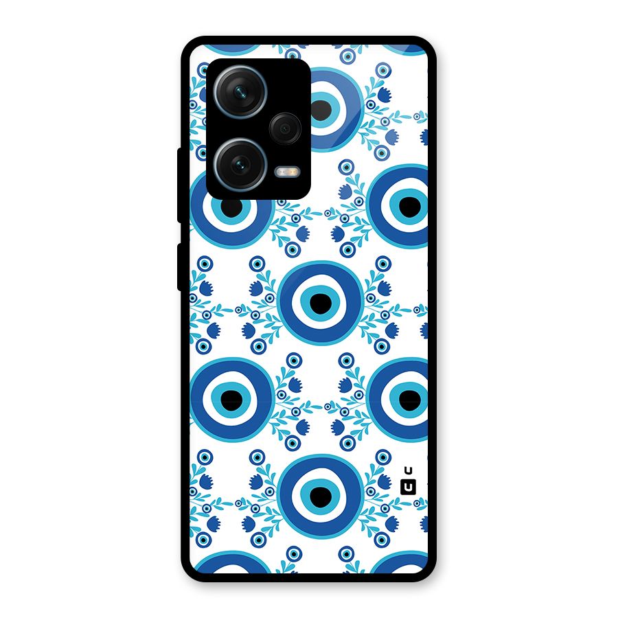Floral Evil Eyes Glass Back Case for Redmi Note 12 Pro Plus 5G