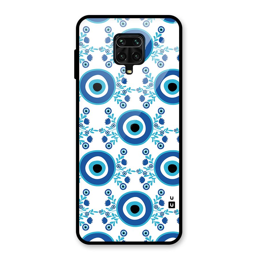 Floral Evil Eyes Glass Back Case for Redmi Note 9 Pro