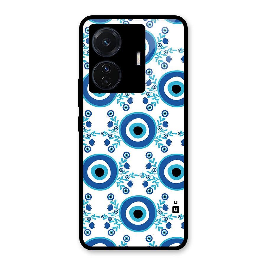 Floral Evil Eyes Glass Back Case for Vivo T1 Pro
