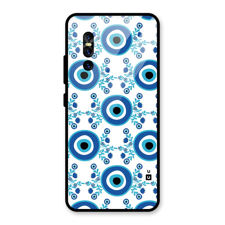 Floral Evil Eyes Glass Back Case for Vivo V15 Pro