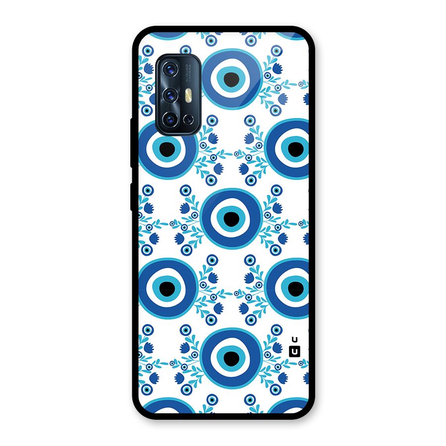 Floral Evil Eyes Glass Back Case for Vivo V17