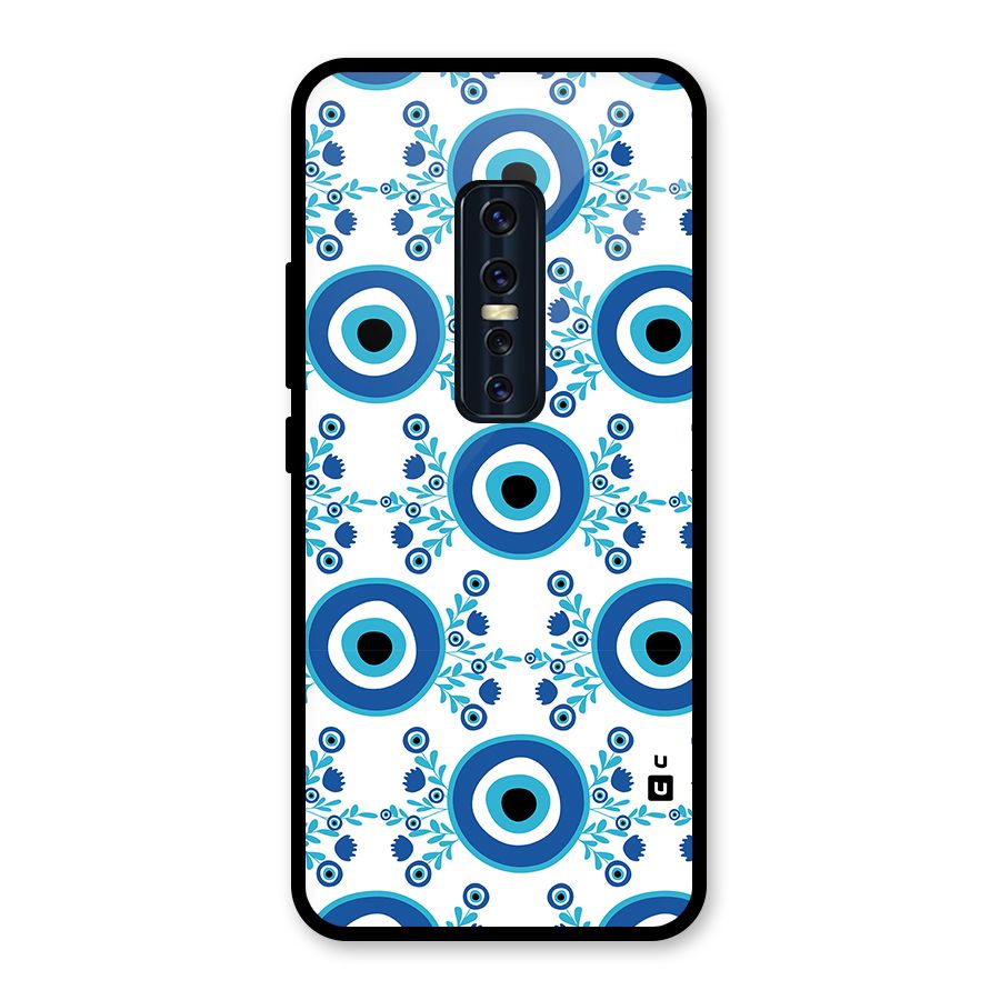 Floral Evil Eyes Glass Back Case for Vivo V17 Pro