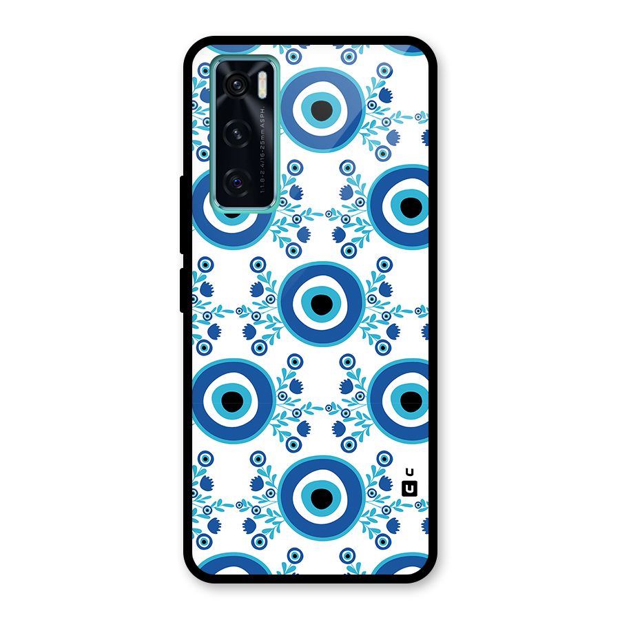 Floral Evil Eyes Glass Back Case for Vivo V20 SE