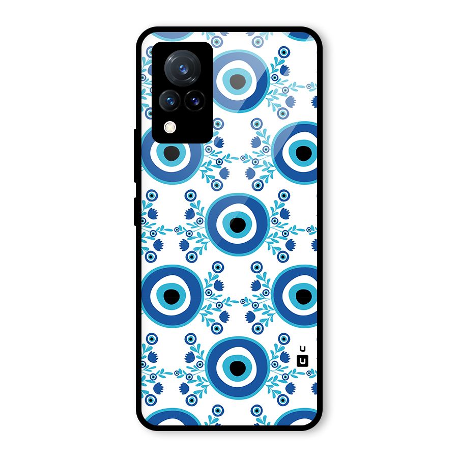Floral Evil Eyes Glass Back Case for Vivo V21 5G