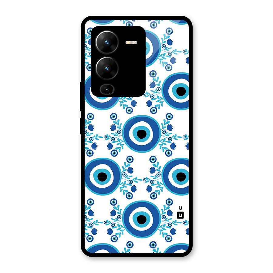 Floral Evil Eyes Glass Back Case for Vivo V25 Pro