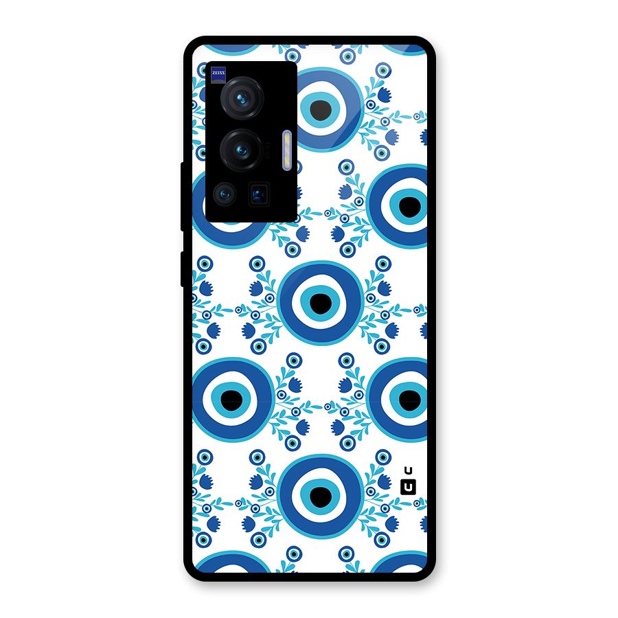 Floral Evil Eyes Glass Back Case for Vivo X70 Pro