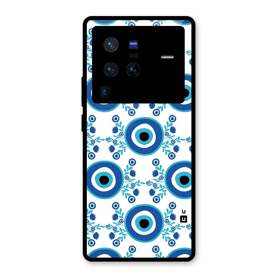 Floral Evil Eyes Glass Back Case for Vivo X80 Pro
