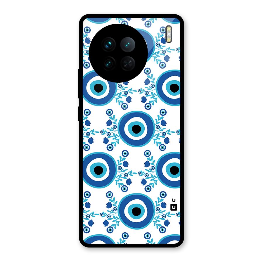 Floral Evil Eyes Glass Back Case for Vivo X90