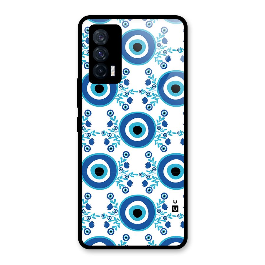 Floral Evil Eyes Glass Back Case for Vivo iQOO 7 5G