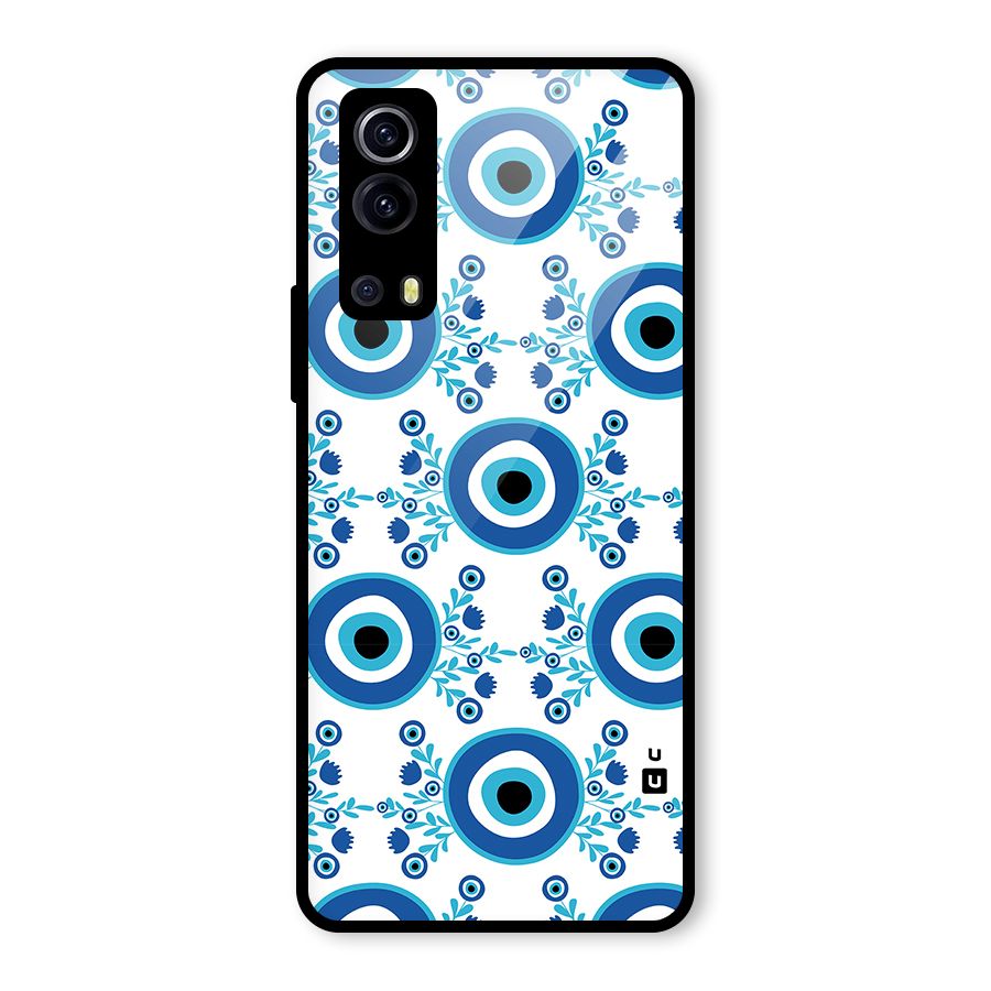 Floral Evil Eyes Glass Back Case for Vivo iQOO Z3