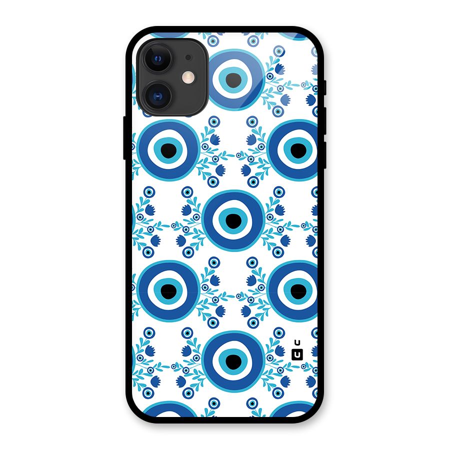 Floral Evil Eyes Glass Back Case for iPhone 11