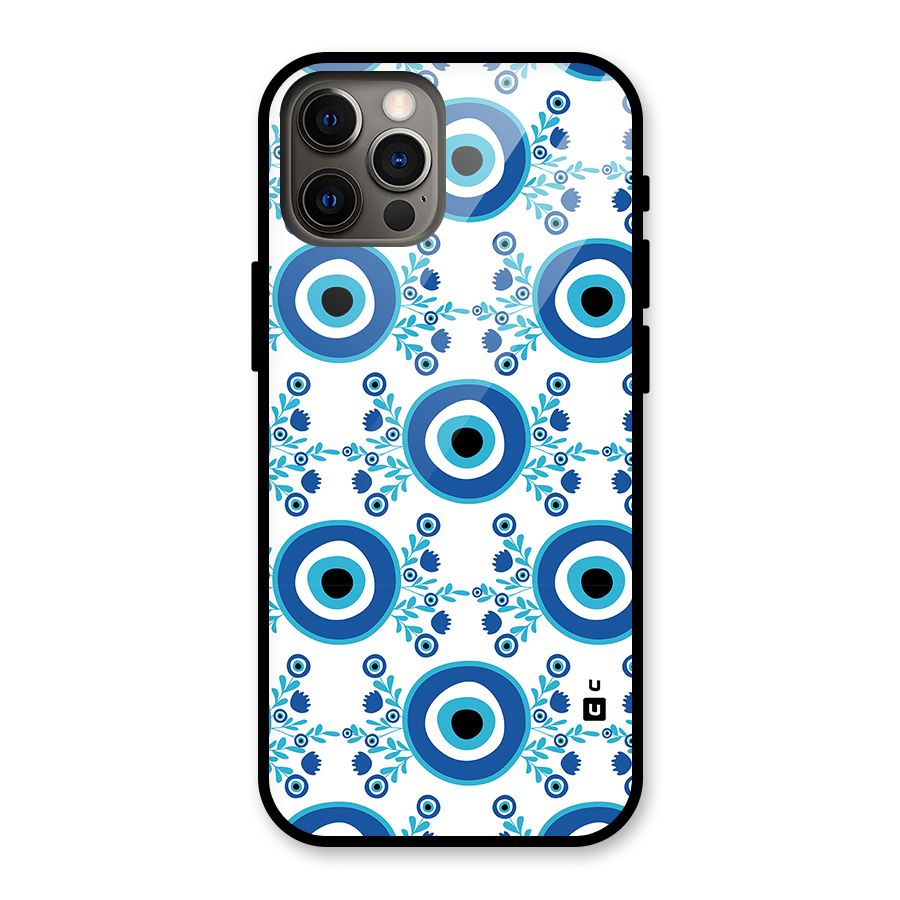 Floral Evil Eyes Glass Back Case for iPhone 12 Pro