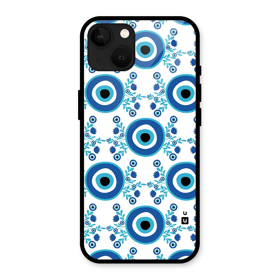 Floral Evil Eyes Glass Back Case for iPhone 13