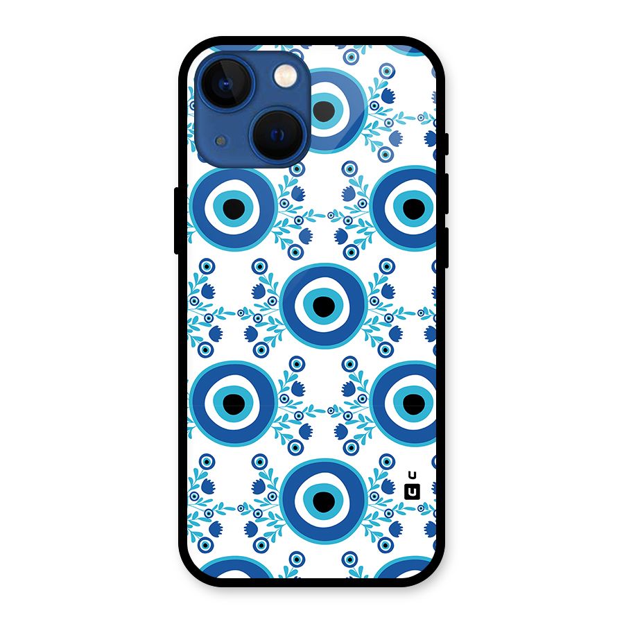 Floral Evil Eyes Glass Back Case for iPhone 13 Mini