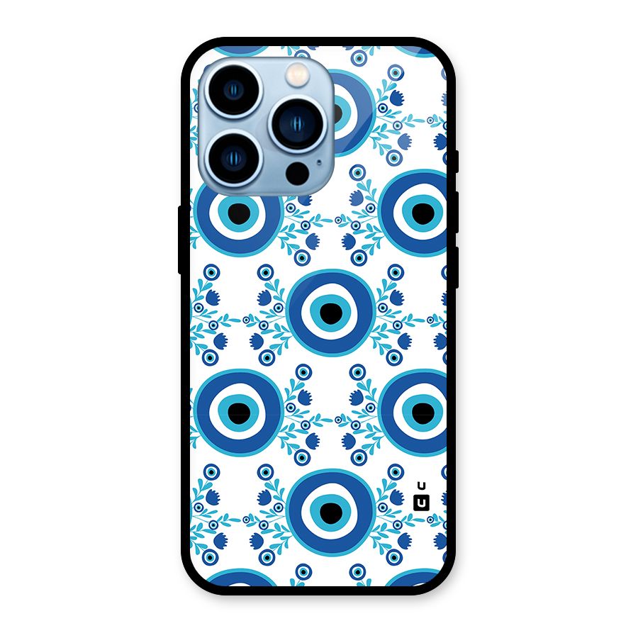 Floral Evil Eyes Glass Back Case for iPhone 13 Pro