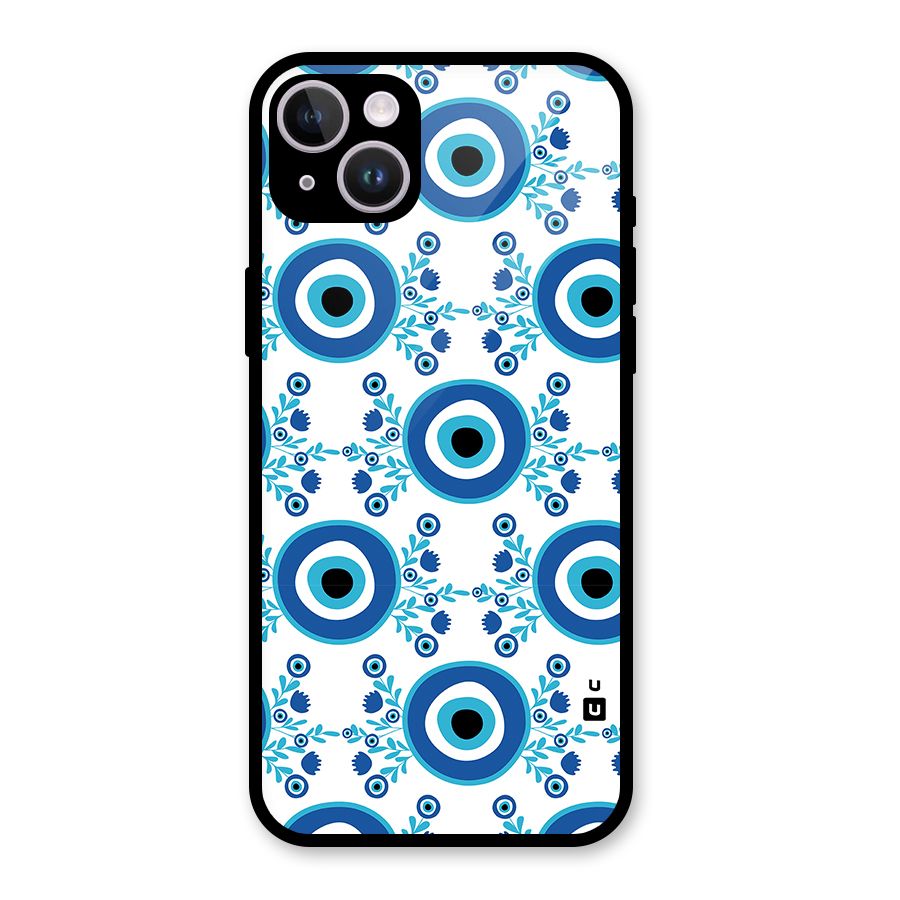 Floral Evil Eyes Glass Back Case for iPhone 14 Plus