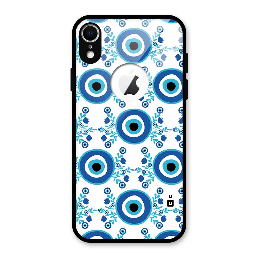 Floral Evil Eyes Glass Back Case for iPhone XR Logo Cut
