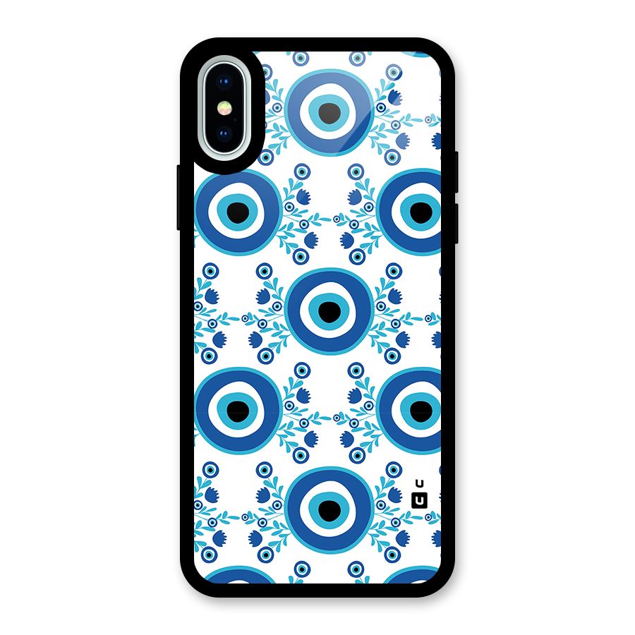 Floral Evil Eyes Glass Back Case for iPhone XS