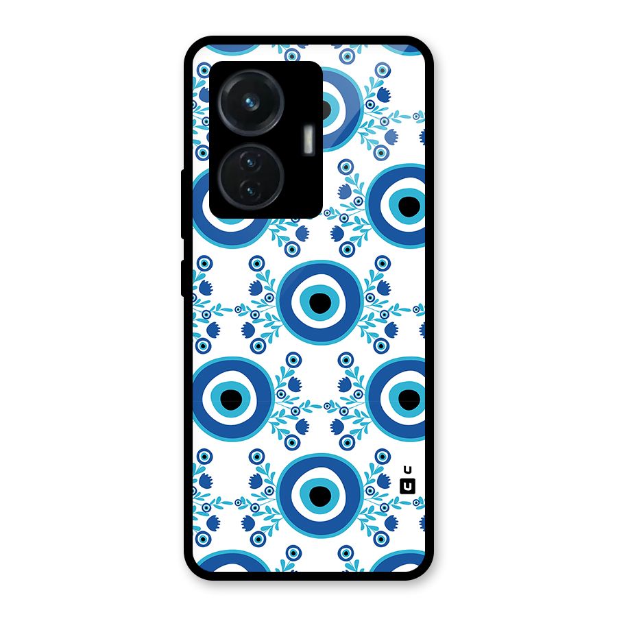Floral Evil Eyes Glass Back Case for iQOO Z6 44W