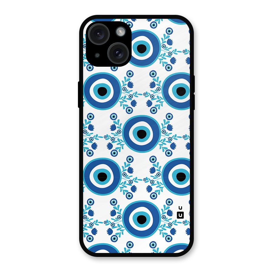 Floral Evil Eyes Metal Back Case for iPhone 15 Plus