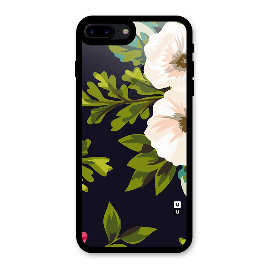 Floral Leaves Glass Back Case for iPhone 8 Plus