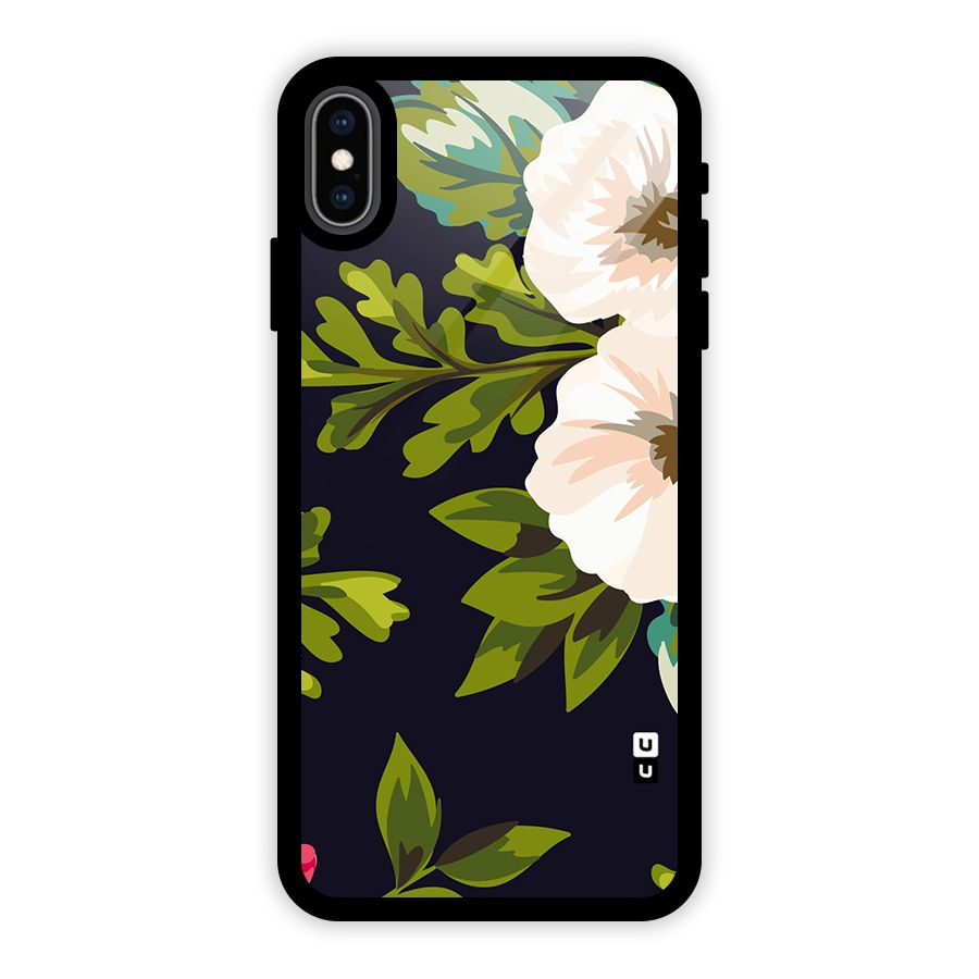 Floral Leaves Glass Back Case for iPhone XS Max