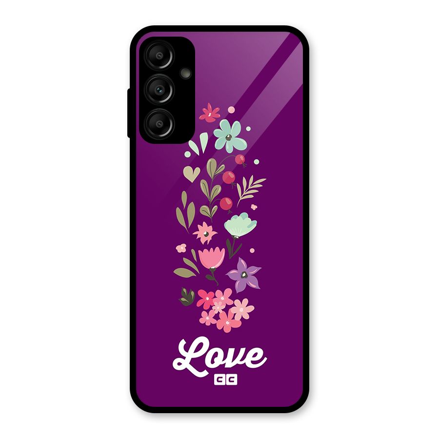 Floral Love Glass Back Case for Galaxy A14 5G