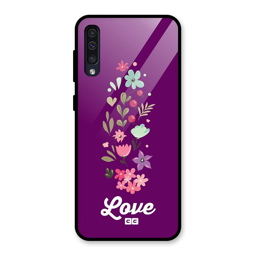 Floral Love Glass Back Case for Galaxy A50