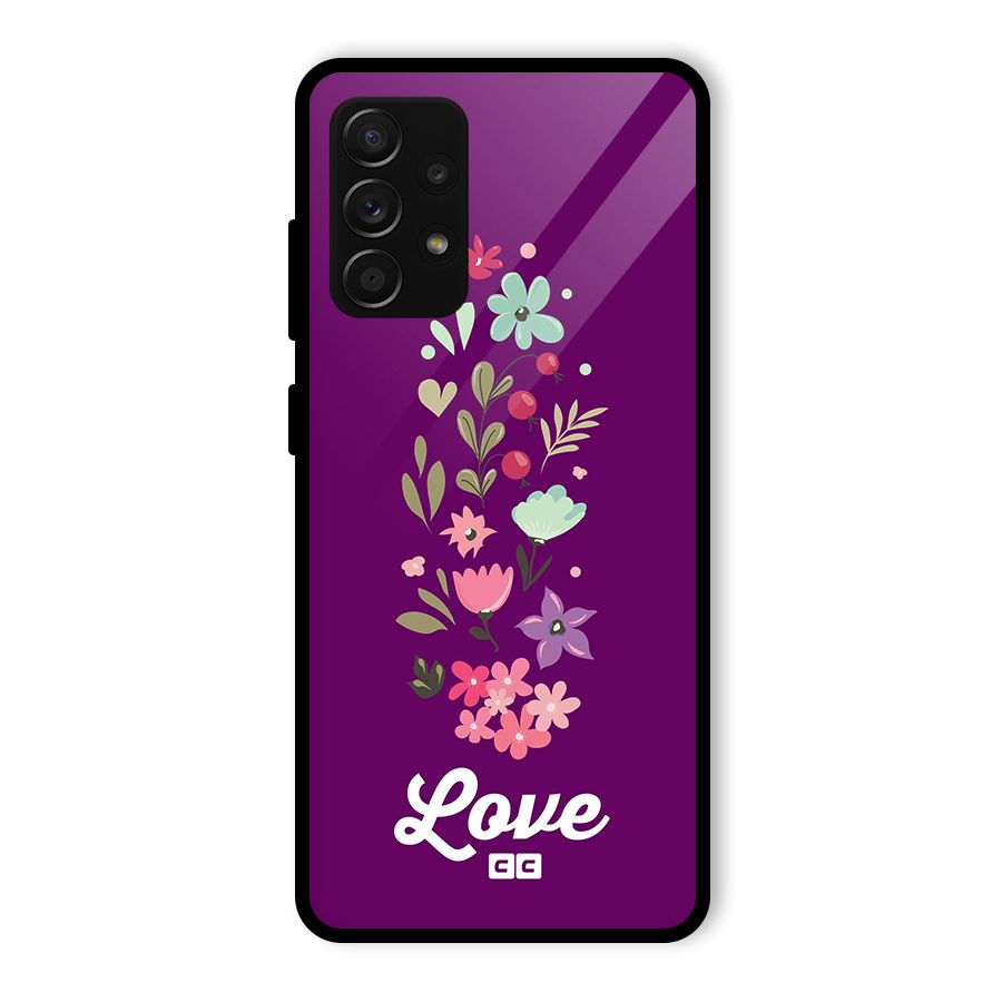Floral Love Glass Back Case for Galaxy A53 5G