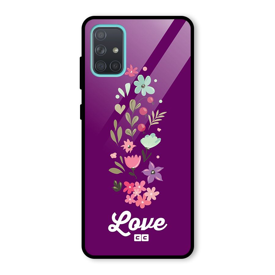 Floral Love Glass Back Case for Galaxy A71