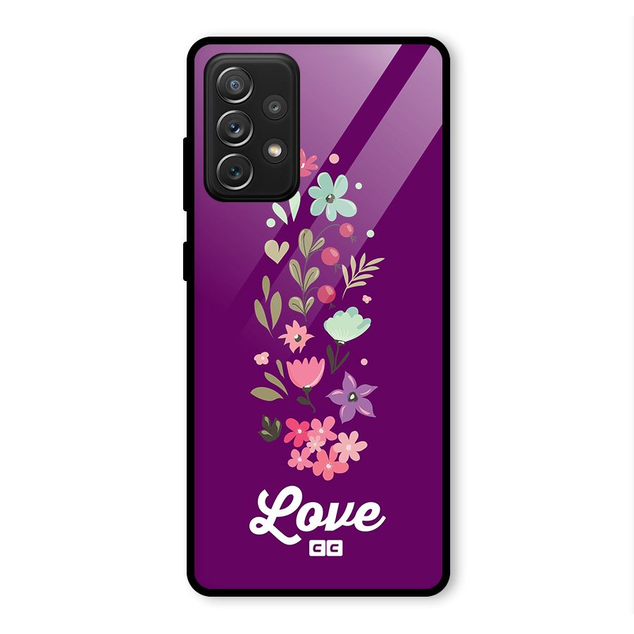 Floral Love Glass Back Case for Galaxy A72