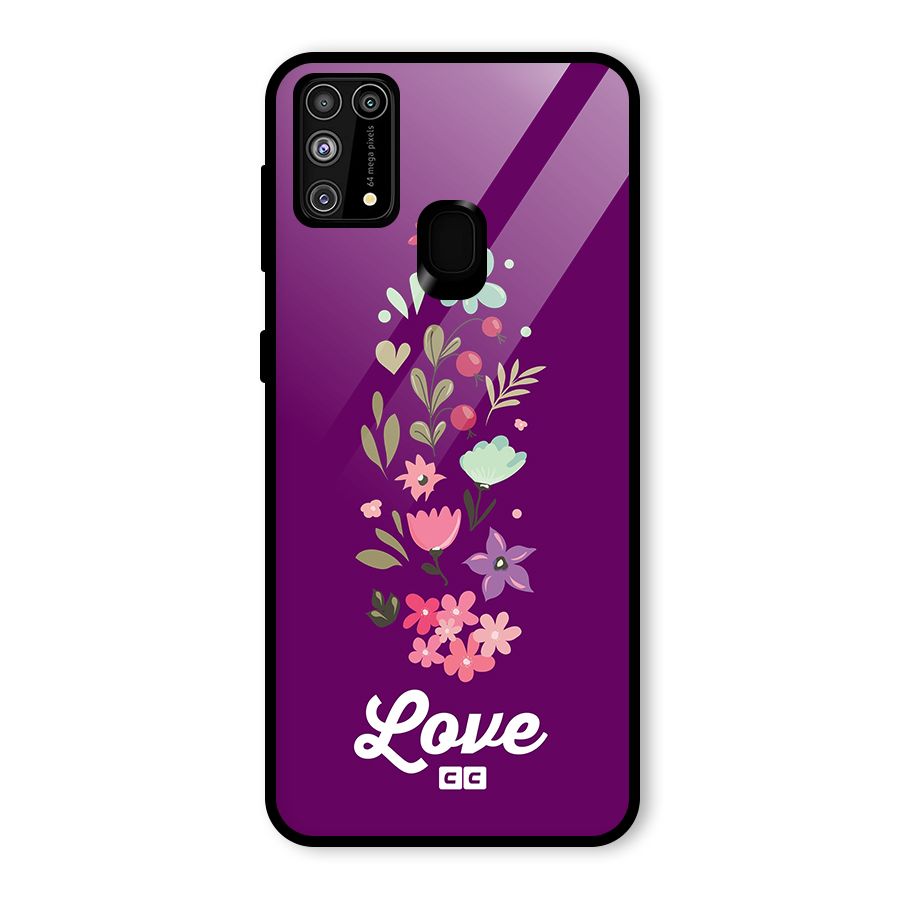 Floral Love Glass Back Case for Galaxy F41