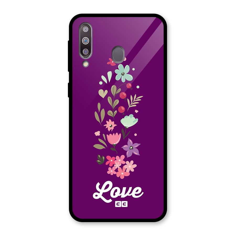 Floral Love Glass Back Case for Galaxy M30