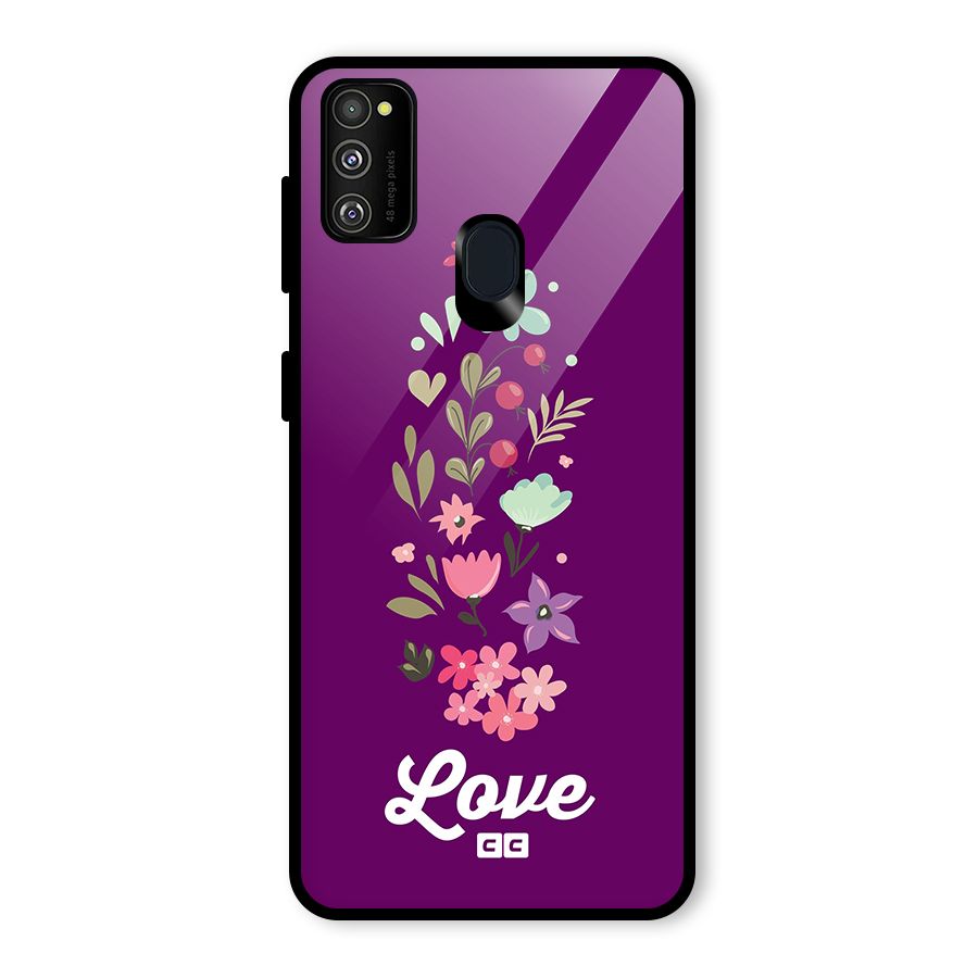 Floral Love Glass Back Case for Galaxy M30s