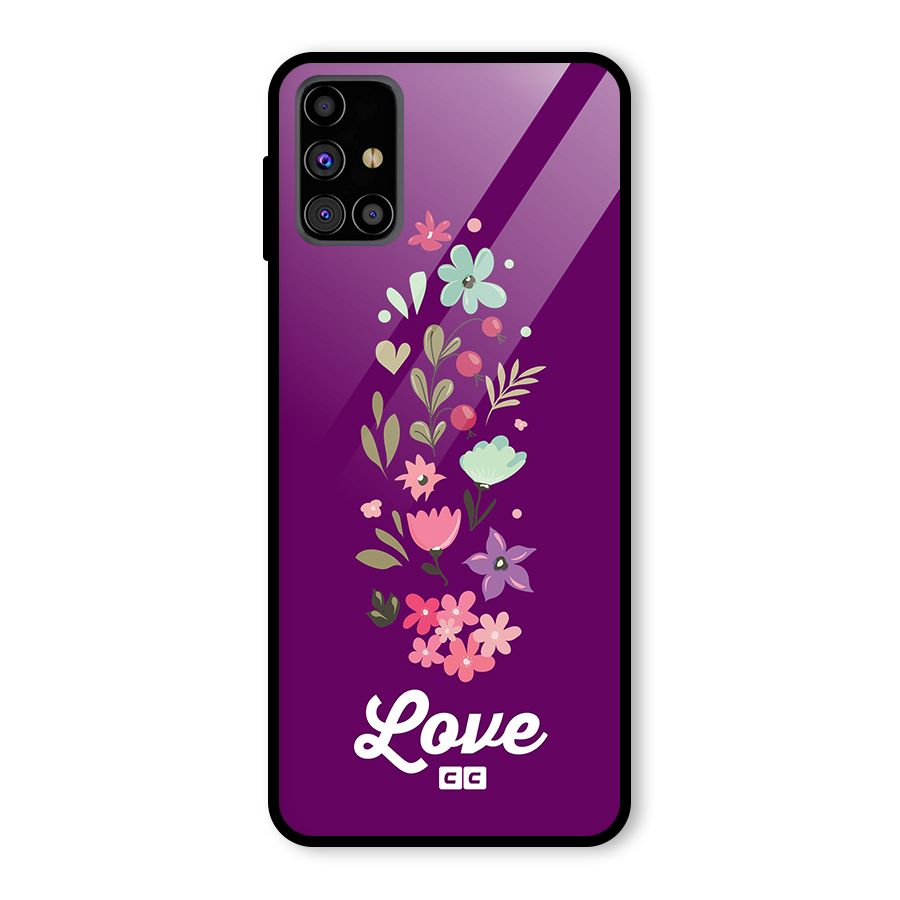 Floral Love Glass Back Case for Galaxy M31s
