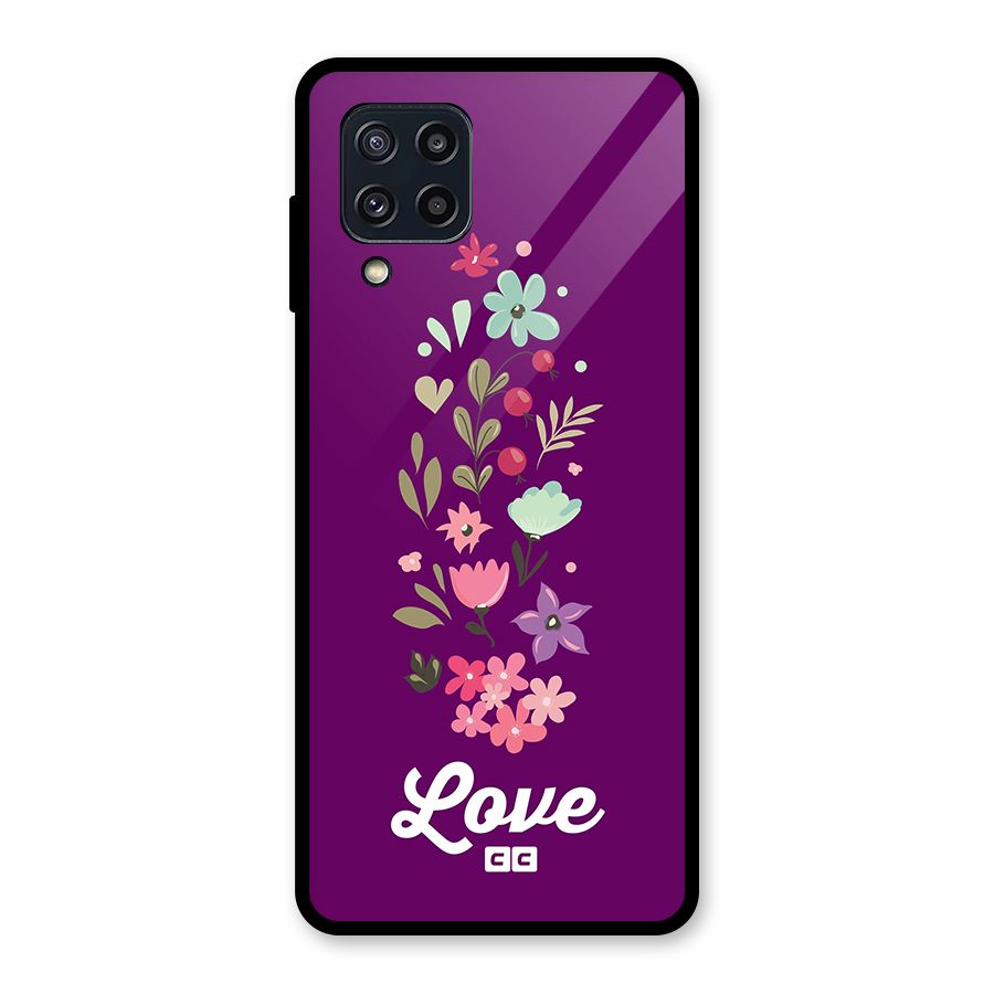Floral Love Glass Back Case for Galaxy M32
