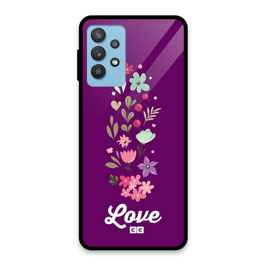 Floral Love Glass Back Case for Galaxy M32 5G