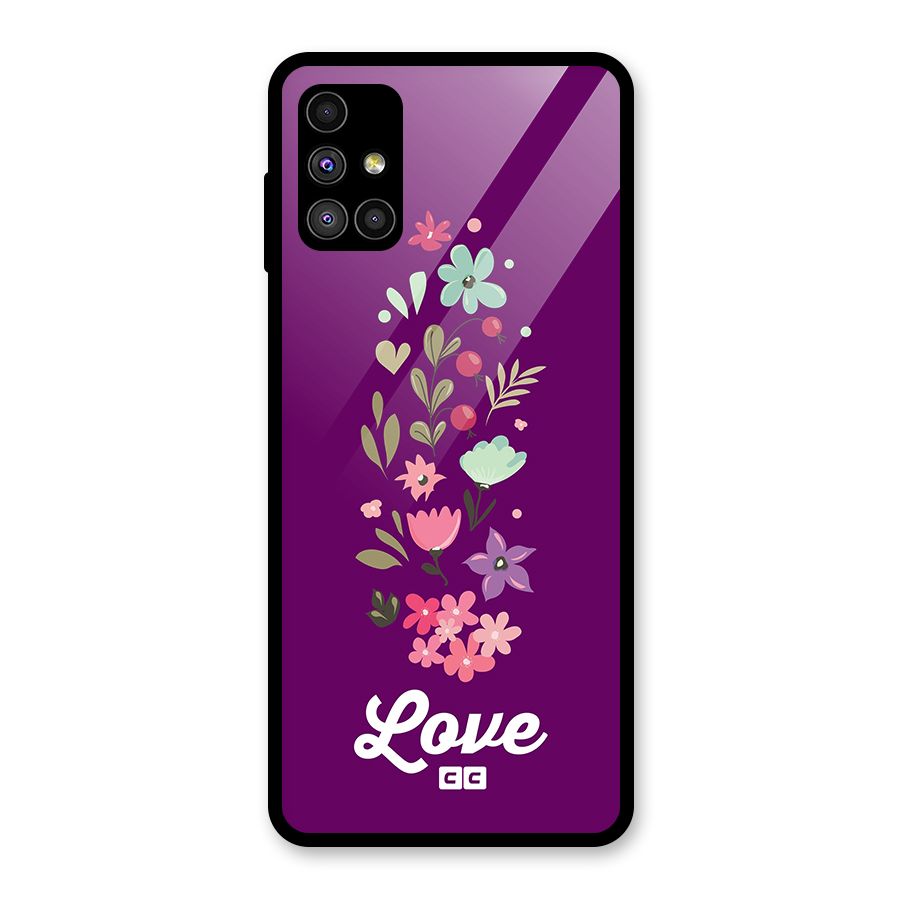 Floral Love Glass Back Case for Galaxy M51