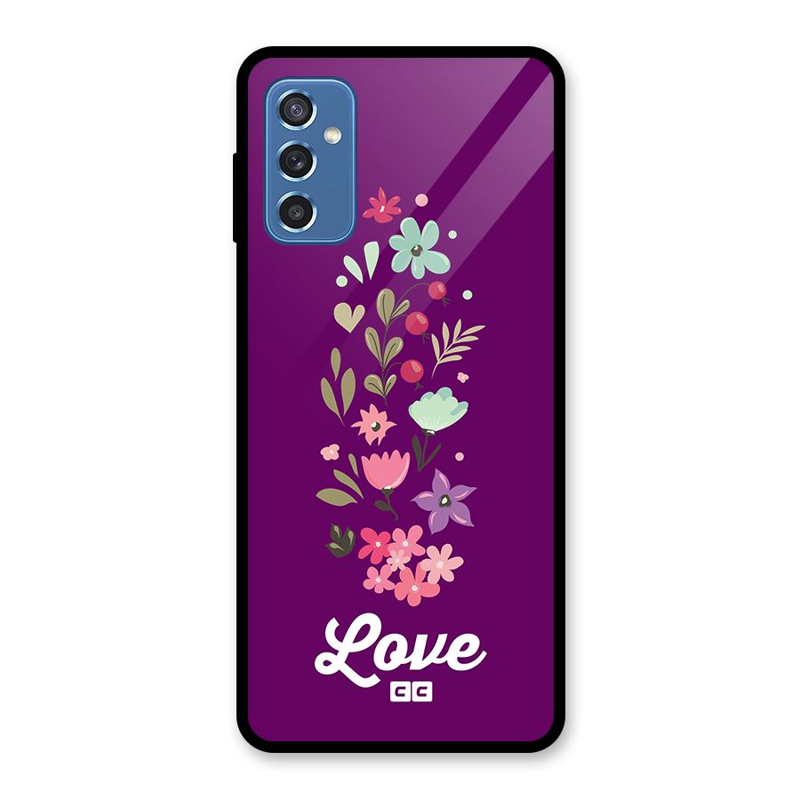 Floral Love Glass Back Case for Galaxy M52 5G