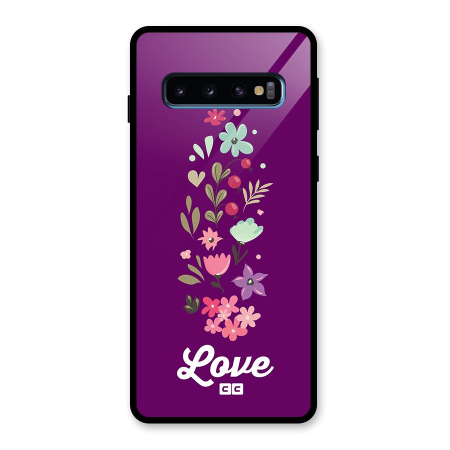 Floral Love Glass Back Case for Galaxy S10
