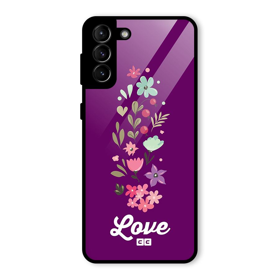 Floral Love Glass Back Case for Galaxy S21 Plus