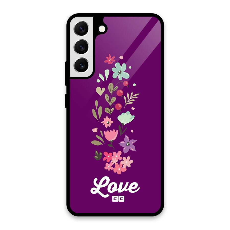 Floral Love Glass Back Case for Galaxy S22 Plus 5G